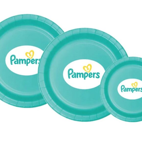 Mom's To Be Diaper Party Disposable Custom Pamphers Plates Set dad to be - Picture 2 of 4